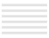 Landscape orientation blank sheet music with 6 large staves per page