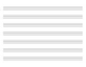 Landscape orientation blank sheet music with 7 large staves per page