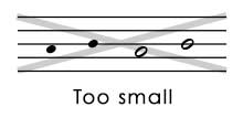 Example of noteheads that are too small